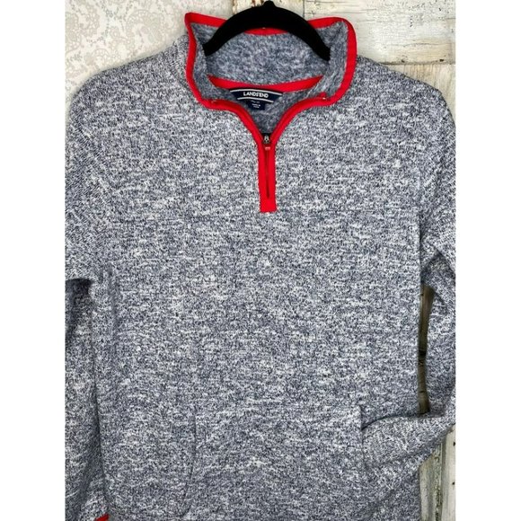Lands End Jacket 1/4 Zip Pullover ♥️ Heathered Gray & Red Boy’s Size XL - Picture 3 of 5
